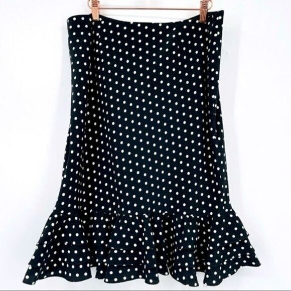 Evan Picón vintage knee length black skirt 12 BoxB white polka dots - Picture 1 of 4